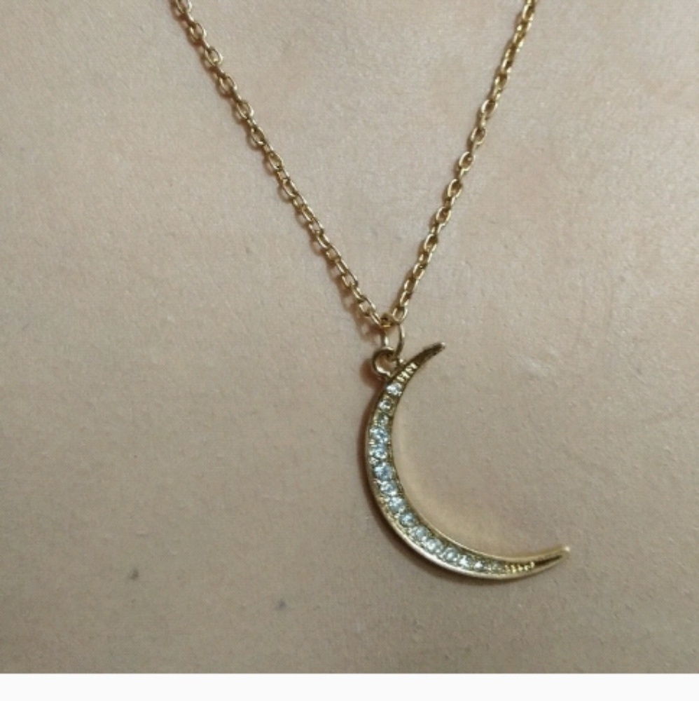 🎆 2 for $15 Gold toned moon necklace "This is us"
